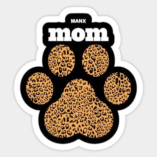 Haute Leopard Manx Mom Cat Paw With Rich Leopard Print Sticker